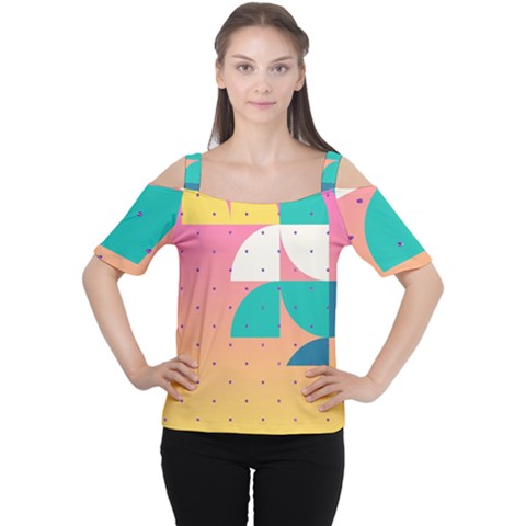 Abstract Geometric Bauhaus Polka Dots Retro Memphis Art Cutout Shoulder T-shirt by Maspions