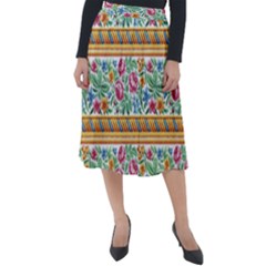 Flower Pattern Art Vintage Blooming Blossom Botanical Nature Famous Classic Velour Midi Skirt  by Maspions
