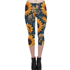 Flowers Pattern Spring Bloom Blossom Rose Nature Flora Floral Plant Capri Leggings  by Maspions