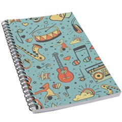 Seamless Pattern Musical Instruments Notes Headphones Player 5 5  X 8 5  Notebook by Apen