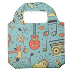 Seamless Pattern Musical Instruments Notes Headphones Player Premium Foldable Grocery Recycle Bag by Apen