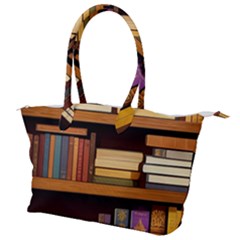 Book Nook Books Bookshelves Comfortable Cozy Literature Library Study Reading Room Fiction Entertain Canvas Shoulder Bag by Maspions
