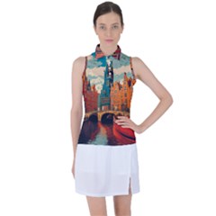 London England Bridge Europe Buildings Architecture Vintage Retro Town City Women s Sleeveless Polo T-shirt by Maspions