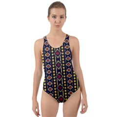 Background Art Pattern Design Cut-out Back One Piece Swimsuit