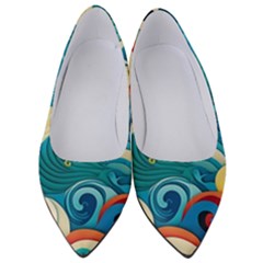 Waves Ocean Sea Abstract Whimsical Abstract Art Pattern Abstract Pattern Water Nature Moon Full Moon Women s Low Heels by Bedest