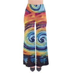Cosmic Rainbow Quilt Artistic Swirl Spiral Forest Silhouette Fantasy So Vintage Palazzo Pants by Maspions