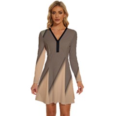 Abstract Texture, Retro Backgrounds Long Sleeve Deep V Mini Dress 
