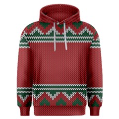 Christmas Pattern, Fabric Texture, Knitted Red Background Men s Overhead Hoodie
