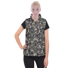 Decorative Ornament Texture, Retro Floral Texture, Vintage Texture, Gray Women s Button Up Vest