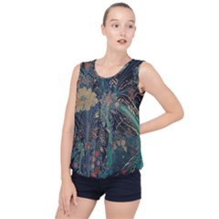Flowers Trees Forest Mystical Forest Nature Junk Journal Scrapbooking Background Landscape Bubble Hem Chiffon Tank Top by Maspions