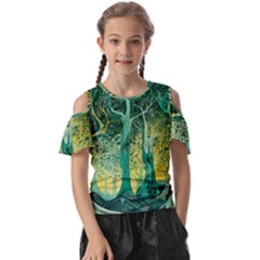 Trees Forest Mystical Forest Nature Junk Journal Scrapbooking Background Landscape Kids  Butterfly Cutout T-shirt