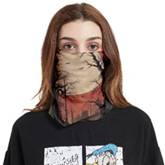 Comic Gothic Macabre Vampire Haunted Red Sky Face Covering Bandana (two Sides) by Maspions