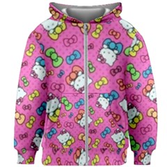 Hello Kitty, Cute, Pattern Kids  Zipper Hoodie Without Drawstring