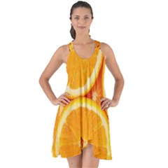 Oranges Textures, Close-up, Tropical Fruits, Citrus Fruits, Fruits Show Some Back Chiffon Dress