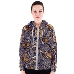 Paisley Texture, Floral Ornament Texture Women s Zipper Hoodie
