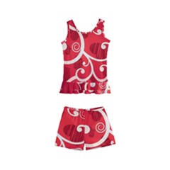 Patterns, Corazones, Texture, Red, Kids  Boyleg Swimsuit