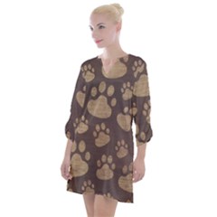 Paws Patterns, Creative, Footprints Patterns Open Neck Shift Dress
