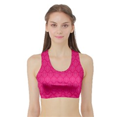 Pink Pattern, Abstract, Background, Bright, Desenho Sports Bra With Border