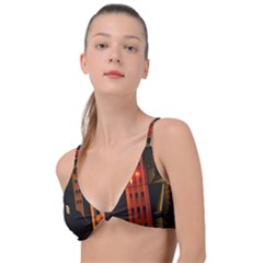 Sci-fi Futuristic Science Fiction City Neon Scene Artistic Technology Machine Fantasy Gothic Town Bu Knot Up Bikini Top by Posterlux