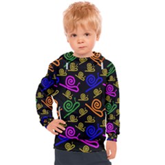 Pattern Repetition Snail Blue Kids  Hooded Pullover by Maspions