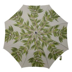Watercolor Leaves Branch Nature Plant Growing Still Life Botanical Study Hook Handle Umbrellas (small)