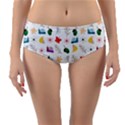 Snails Butterflies Pattern Seamless Reversible Mid-Waist Bikini Bottoms View1