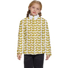 Little Bird Motif Pattern Wb Kids  Puffer Bubble Jacket Coat by dflcprintsclothing