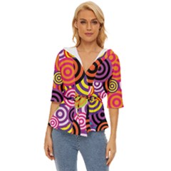 Abstract Circles Background Retro Lightweight Drawstring Hooded Top by Ravend