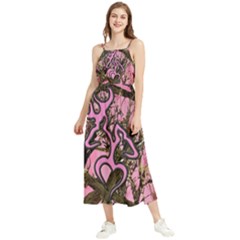 Pink Browning Deer Glitter Camo Boho Sleeveless Summer Dress by Maspions