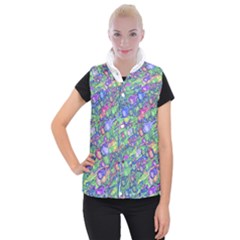 Sktechy Style Guitar Drawing Motif Colorful Random Pattern Wb Women s Button Up Vest