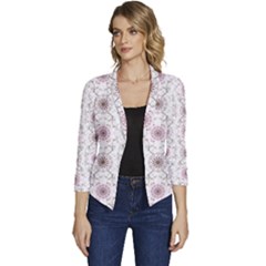 Pattern Texture Design Decorative Women s Casual 3/4 Sleeve Spring Jacket by Grandong