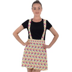 Summer Watermelon Pattern Velvet Suspender Skater Skirt by designsbymallika