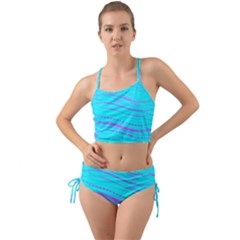Wave Stripe Pattern Design Aqua Mini Tank Bikini Set