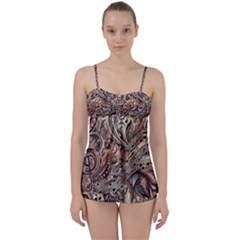 Paisley Print Musical Notes5 Babydoll Tankini Set