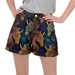 Pattern With Horses Women s Ripstop Shorts