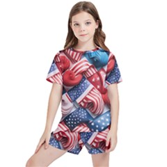 Us Presidential Election Colorful Vibrant Pattern Design  Kids  T-shirt And Sports Shorts Set by dflcprintsclothing