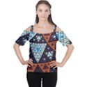 Fractal Triangle Geometric Abstract Pattern Cutout Shoulder T-Shirt View1