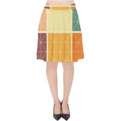 Square Cube Shape Colourful Velvet High Waist Skirt