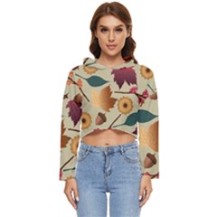 Autumn Leaves Colours Season Women s Lightweight Cropped Hoodie by Ravend