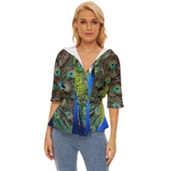 Peacock Bird Feathers Pheasant Nature Animal Texture Pattern Lightweight Drawstring Hooded Top by Bedest
