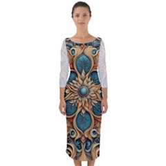 Muster 7 600dpi 12000 Matt Pattern 1 Quarter Sleeve Midi Bodycon Dress by 2607694c