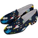 Big Set Cute Astronauts Space Planets Stars Aliens Rockets Ufo Constellations Satellite Moon Rover V Women s Chunky Heel Loafers View2