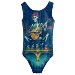 Grateful Dead Singing Skeleton Kids  Cut-out Back One Piece Swimsuit by Bedest