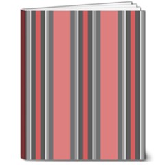 Dunkelrot4 Rosa Grau Streifen Dunkelrot3 8  X 10  Softcover Notebook by 2607694c