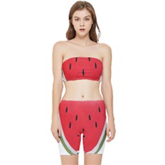Watermelon Pillow Fluffy Stretch Shorts And Tube Top Set by Azkajaya