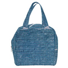 White And Blue Brick Wall Boxy Hand Bag by Azkajaya