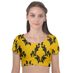 Zebra Zebra Pattern Zebra Fur Zebra Print Strip Velvet Short Sleeve Crop Top 