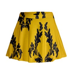 Yellow Regal Filagree Pattern Mini Flare Skirt by Azkajaya