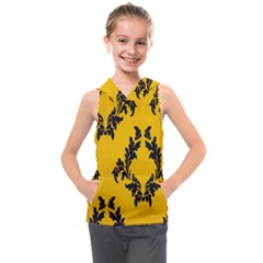 Yellow Regal Filagree Pattern Kids  Sleeveless Hoodie