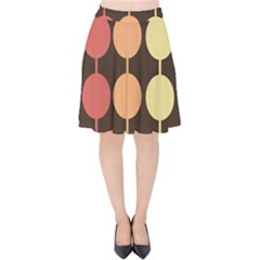 Pattern Circle Retro Design Velvet High Waist Skirt